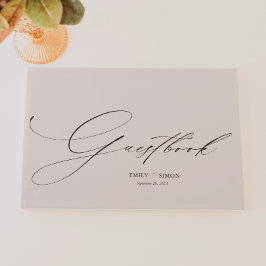 Modern Elegant Calligraphy Beige Bröllop Gästböcker