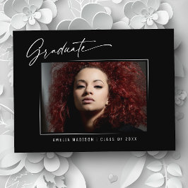 Modern Elegant Calligraphy Bläck Script Grad Photo Vykort