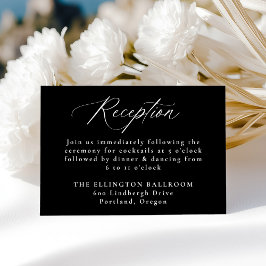 Modern Elegant Calligraphy Black Wedding Reception Tilläggskort
