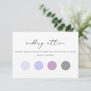 Modern Elegant Calligraphy Bröllop Attire Färg Tilläggskort