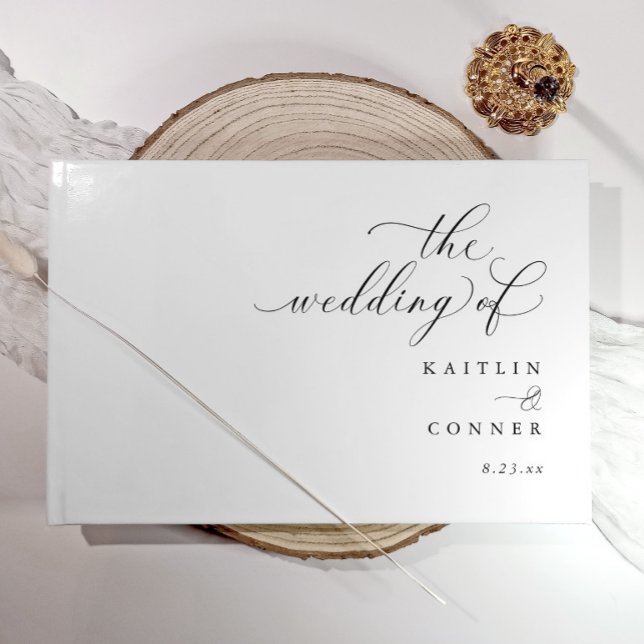 Modern Elegant Calligraphy Bröllop Gästböcker (Elegant Wedding guest book with modern calligraphy. Simple modern and elegant)