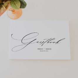 Modern Elegant Calligraphy Bröllop Guest Bok