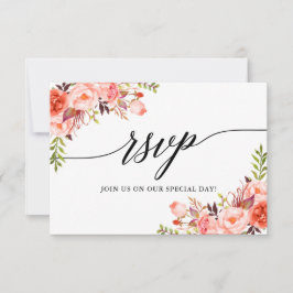 Modern Elegant Calligraphy Coral Blommigt Bröllop OSA Kort
