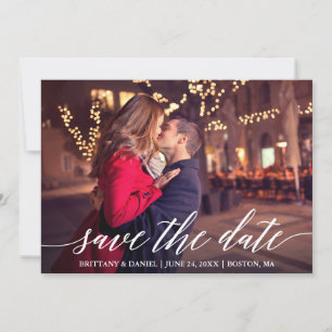 Modern Elegant Calligraphy Couple Photo Spara Datumet