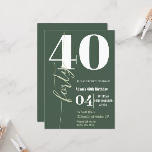 Modern Elegant Calligraphy FORTY 40 Birthday Inbjudningar