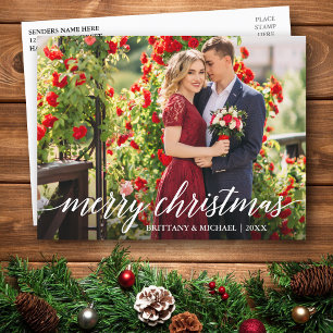 Modern Elegant Calligraphy God jul par Vykort