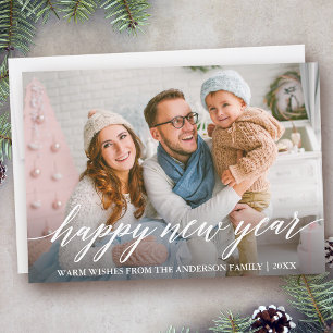 Modern Elegant Calligraphy Gott nytt år Photo Julkort