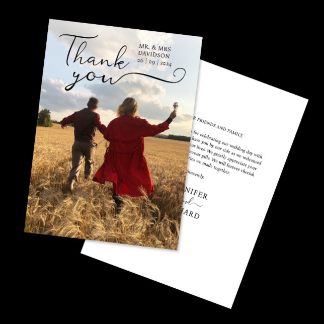 Modern Elegant Calligraphy Gratitude Photo Tack Kort (Skapare uppladdad)