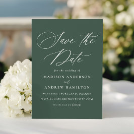 Modern Elegant Calligraphy Grönt Bröllop Spara Datumet