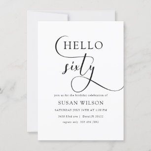 Modern Elegant Calligraphy Hej 60 Birthday Inbjudningar