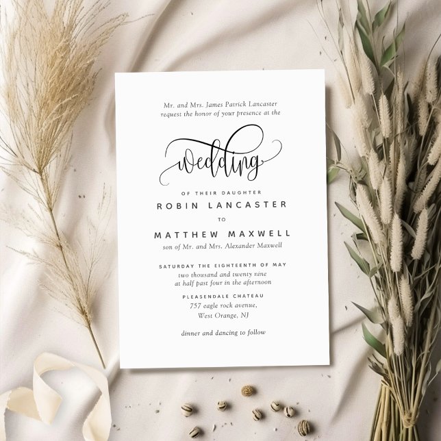 Modern Elegant Calligraphy Kraft Bröllop Inbjudningar (Skapare uppladdad)