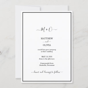 Modern Elegant Calligraphy Monogram Bröllop Inbjudningar