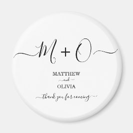 Modern Elegant Calligraphy Monogram Bröllop Magnet