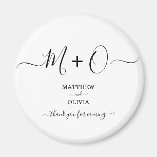 Modern Elegant Calligraphy Monogram Bröllop Magnet