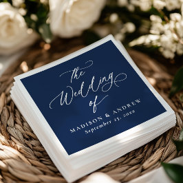Modern Elegant Calligraphy Navy Bröllop Pappersservett