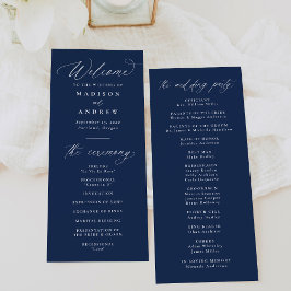 Modern Elegant Calligraphy Navy Bröllop Program