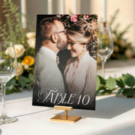 Modern Elegant Calligraphy Photo Bröllop Bordsnummer