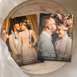Modern Elegant Calligraphy Photo Bröllop Porträtt Spara Datumet