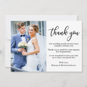Modern Elegant Calligraphy Photo Bröllop Tack Kort