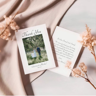 Modern Elegant Calligraphy Photo Bröllop Tack Kort