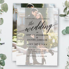 Modern Elegant Calligraphy Photo Overlay Bröllop Inbjudningar