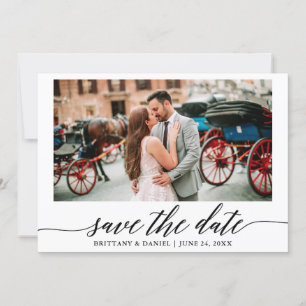 Modern Elegant Calligraphy Photo Save Date Spara Datumet