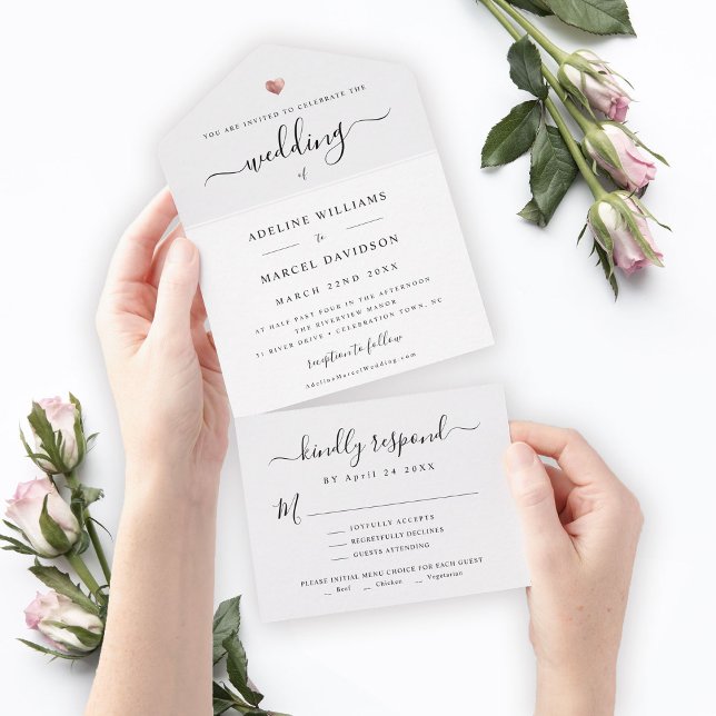Modern Elegant Calligraphy Ro Guld Heart Bröllop (Skapare uppladdad)