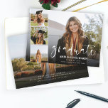 Modern Elegant Calligraphy Roligt Studenten Inbjudningar<br><div class="desc">En modern inbjudan från studenten som innehåller ord "student" på framsidan i snyggtens manusgrafi,  plus 4 av dina favoritfoton. Lägg till dina egna personliga firande-uppgifter på baksidan eller lämna tomt över ett ytterligare foto.</div>