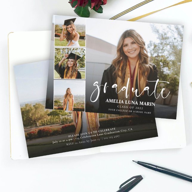 Modern Elegant Calligraphy Roligt Studenten Inbjudningar (Skapare uppladdad)