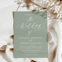 Modern Elegant Calligraphy Sage Grönt Bröllop