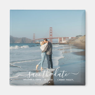 Modern Elegant Calligraphy Save Date Bröllop M Magnet