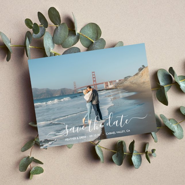 Modern Elegant Calligraphy Save the Date Bröllop Vykort (Skapare uppladdad)