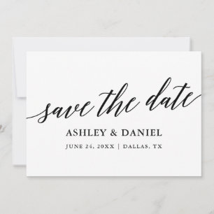 Modern Elegant Calligraphy Save the Date Flate Car Tack Kort