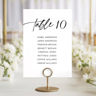 Modern Elegant Calligraphy Script Bröllop Seating Bordsnummer