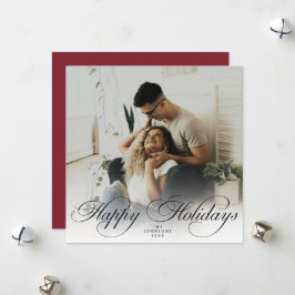 Modern Elegant Calligraphy Script Christmas Photo Julkort