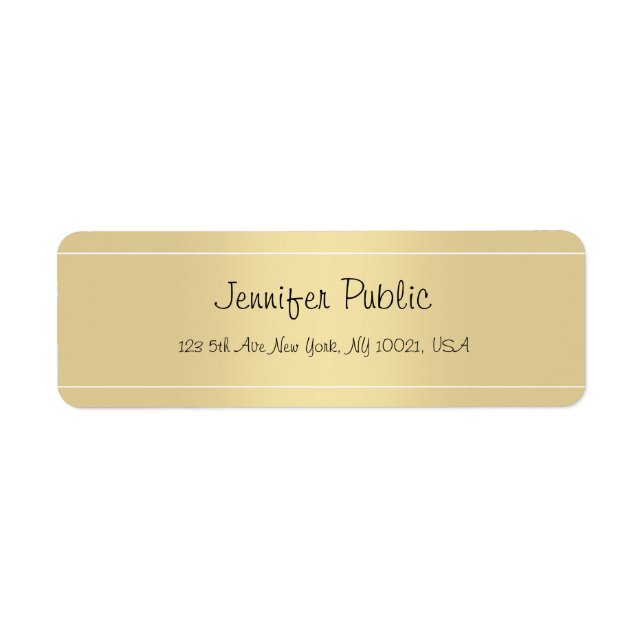 Modern Elegant Calligraphy Script Guld-mall Returadress Etikett (Framsidan)