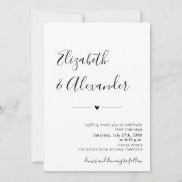 Modern Elegant Calligraphy Script Heart Bröllop Inbjudningar