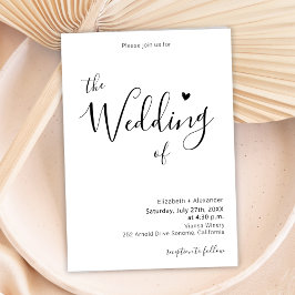 Modern Elegant Calligraphy Script Heart Bröllop Inbjudningar