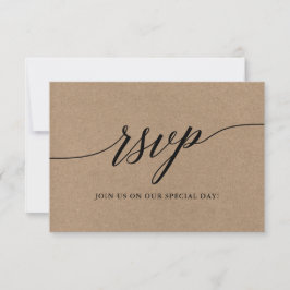 Modern Elegant Calligraphy Script Kraft Bröllop OSA Kort
