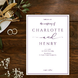 Modern Elegant Calligraphy Script Lila Bröllop Inbjudningar