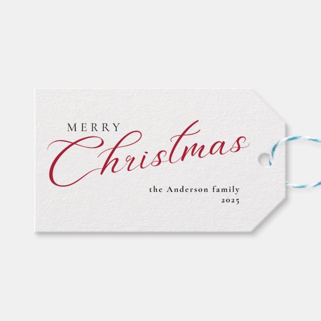 Modern Elegant Calligraphy Script Merry Christmas  Presentetikett (Framsidan (Horisontell))