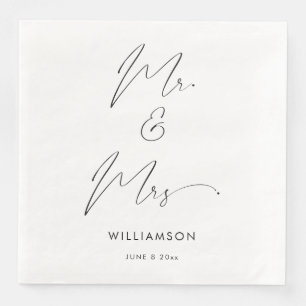 Modern Elegant Calligraphy Script Mr. and Mrs. Pappersservett