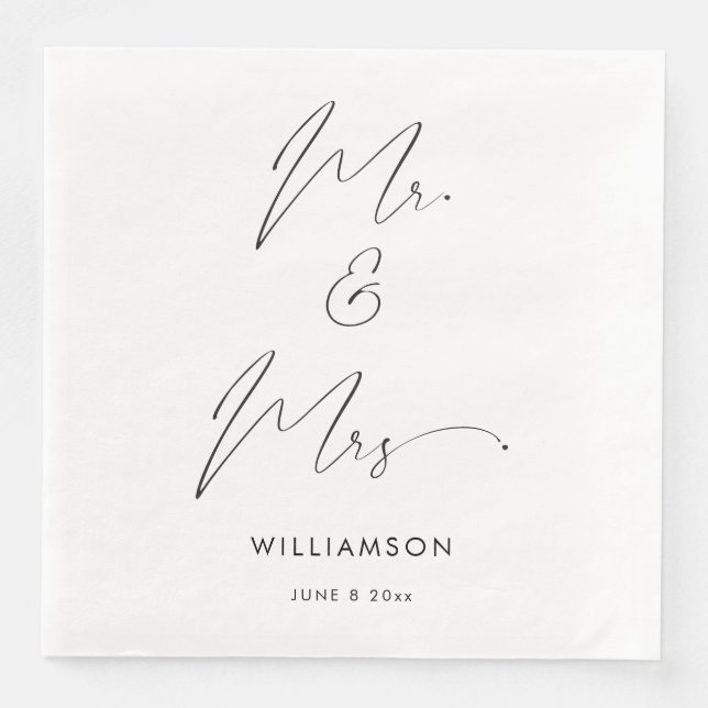 Modern Elegant Calligraphy Script Mr. and Mrs. Pappersservett (Framsida)
