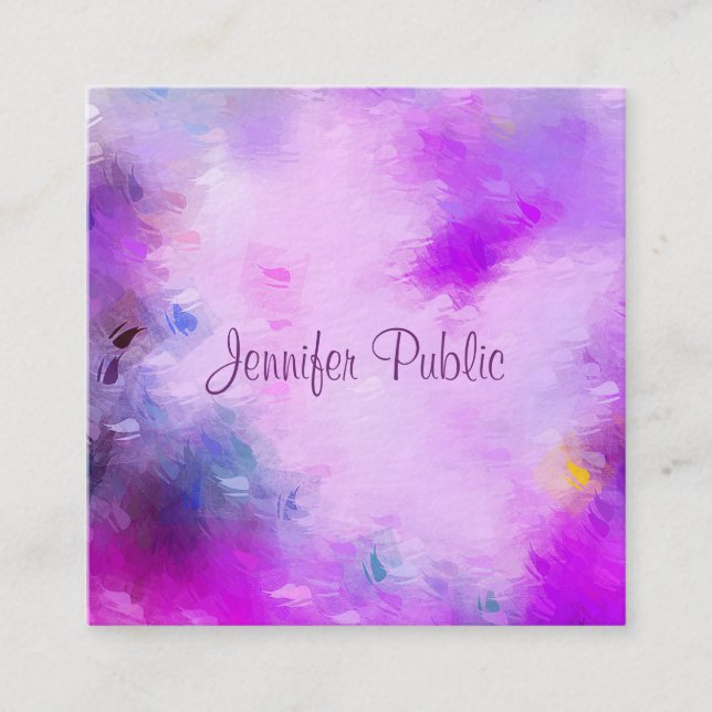 Modern Elegant Calligraphy Script Namn-mall Fyrkantigt Visitkort (Framsida)