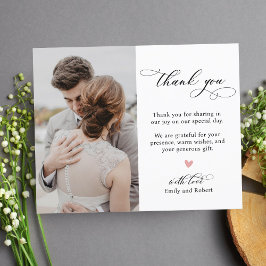 Modern Elegant Calligraphy Script Photo Bröllop Tack Kort