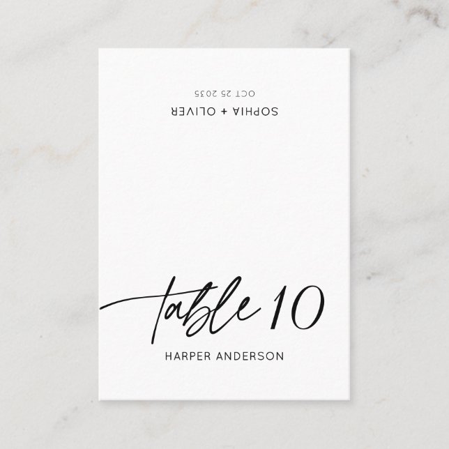 Modern Elegant Calligraphy Script Wedding Guest Placeringskort (Framsida)