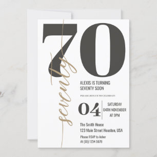 Modern Elegant Calligraphy SEVENTY 70 Birthday Inbjudningar