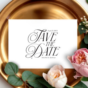 Modern Elegant Calligraphy Simple Bröllop Spara Datumet