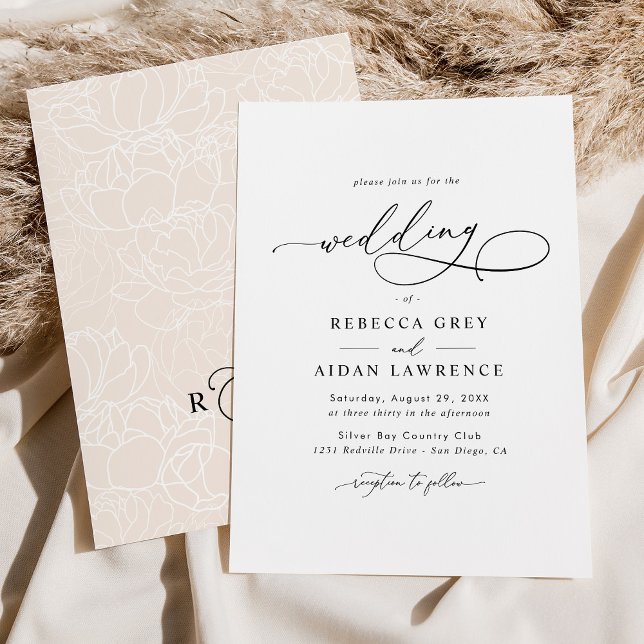 Modern Elegant Calligraphy-skript Bröllop Inbjudningar (Skapare uppladdad)