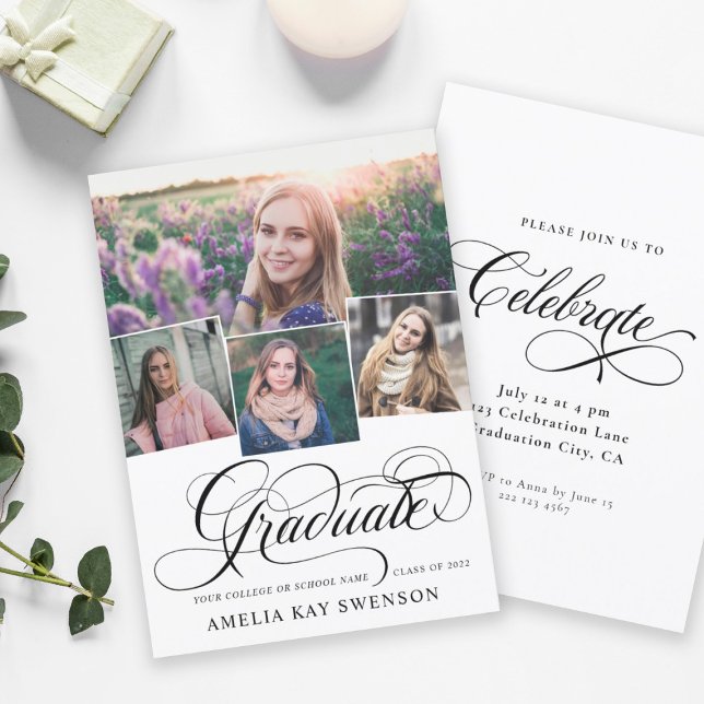 Modern Elegant Calligraphy Studenten Inbjudningar (Skapare uppladdad)